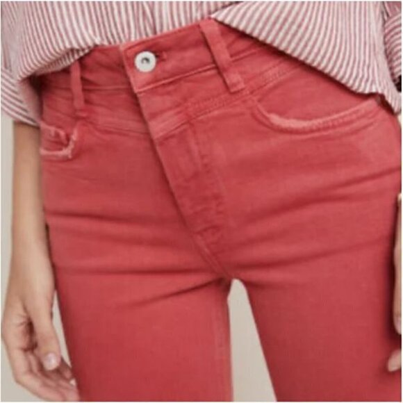 ANTHROPOLOGIE red Straight Jeans 25 - Picture 3 of 9